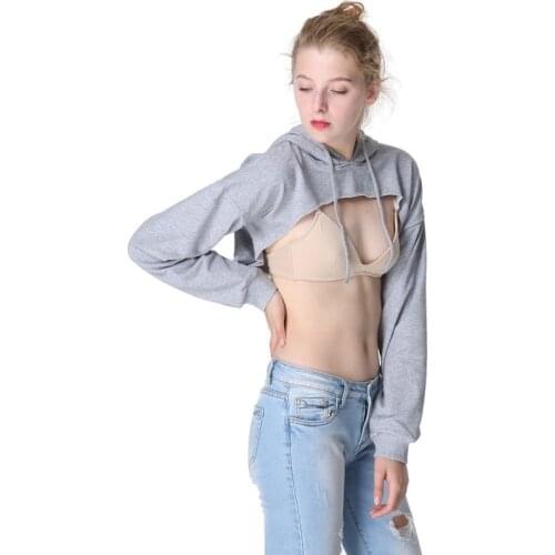 2020 Sexy Women Super Short Cropped Tops Hip Hop Hooded Sweatshirts Cotton Long Sleeved Female Pullover New Summer Fit Moletom