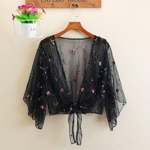 Women Ladies Lace Cardigan 2020 Summer Sunproof Blouse Outwear Female Cover-Ups Hollow Out Casual Blouses Kimono Short Tops
