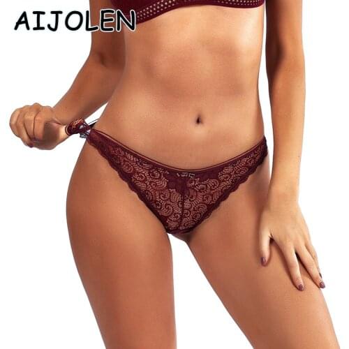 AIJOLEN Womens Sexy Underwear Hollow Lace Underpants Solid Color Stitching Thong and G-String Ladies Underwear Slim-fit Panties