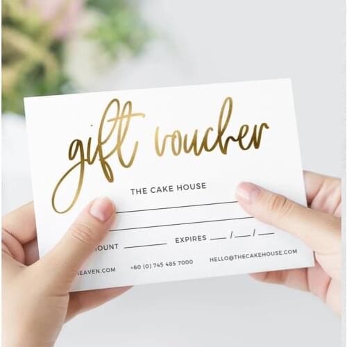 Custom 100 CARDS Gold Gift Voucher/ Gift Certificate / Gift Cards / Shop Voucher / Customisable Gift Voucher