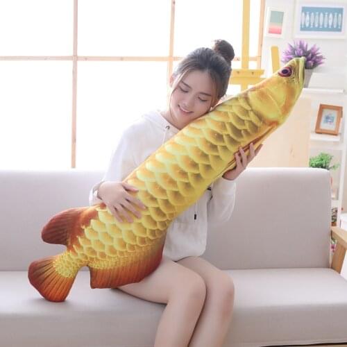 1pc 70/90/120cm Simulation Golden Fish Plush Pillows Soft Stuffed Fish Toys Creative Dolls Pet Toys Kids Best Birthday Gifts