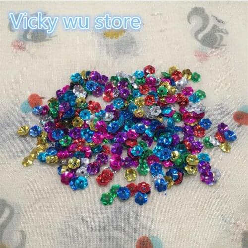 100pcs Multi Mixed with golden undertone 7mm Plum Blossom Cup Loose Sequins DIY Paillette Sewing,Wedding Confetti Craft Garment