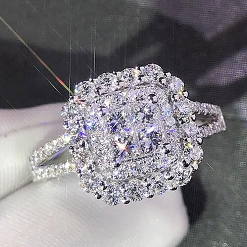 10K Au417 White Gold Women Ring Moissanite Diamonds 1 2 3 4 5 Carat Princess Square Wedding Party Engagement Anniversary Ring