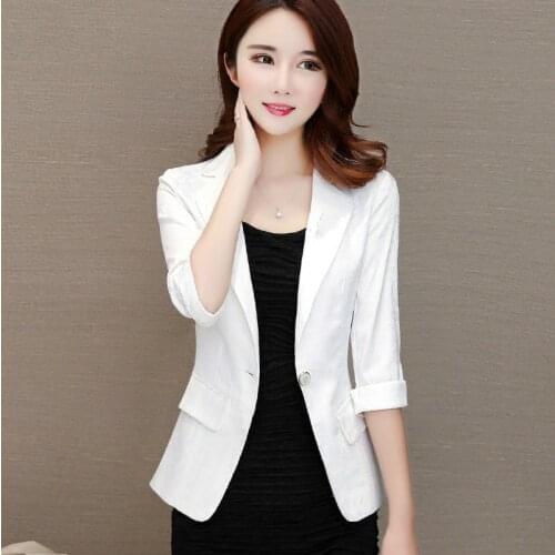 2021 Spring Autumn Women Fashion Blazers And Jackets Single Button Office Suit Coat Ladies Elegant Outwear Plus Size 3XL