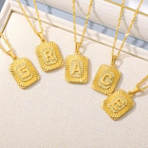 26 Uppercase Letters Stainless Steel Necklaces English Letters Pendant Stainless Steel 26 Letters Necklaces