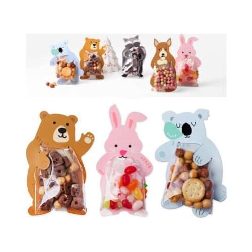 50PCS/Lot Animal Food Bag Candy Bag Gift Box Packaging Greeting Card Baby Shower Birthday Party Table Decoration Party Supplies