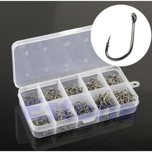 500Pcs Fishing Hook Sharpened Swivel Jig Hooks Offset Fishhooks jigging single carp hooks With Box Top Quality