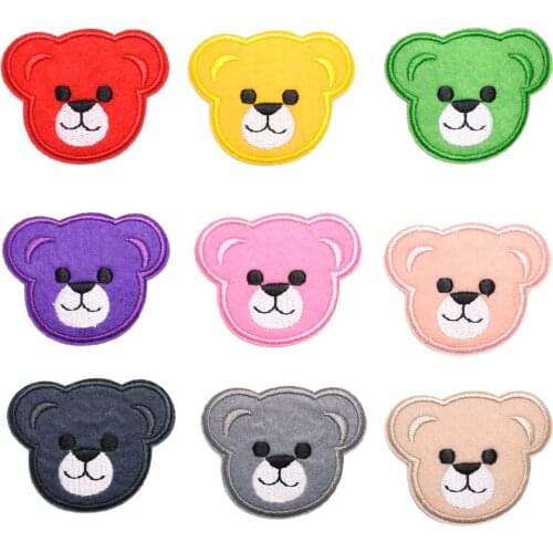9pcs Lovely Bear Avatar Embroidery Patches Set Iron on Colorful Sew-on Appliques Thermo DIY Sewing Patterns Clothing Decorations