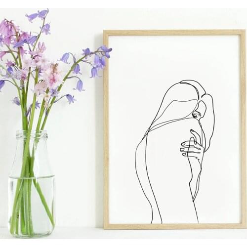 Abstract Woman Body Wall Art Canvas Posters Prints Female Naked Single Line Art Drawing Painting Black White Picture Home Decor