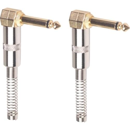 2pcs 1/4 6.35mm L-Shape Jack Right Angle Male Mono Plug Audio Connector for