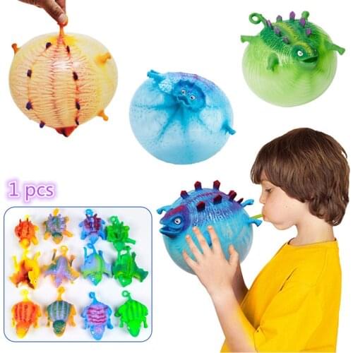Besegad Cute Dinosaur Inflatable Blowing Balloon Ball Toy for Toddlers Boys Girls Birthday Christmas New Year Gift Random Style
