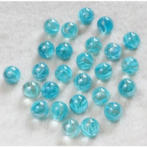 Free shipping 20pcs/lot Rare 16mm lake blue flower ball marbles flash glass bead clip marbles game marbles