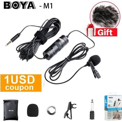 BOYA BY-M1 Original Recording microfone Lavalier Lapel Microphone Video Mic For Youtube Video Record Mic For Pc iPhone 12Pro Max