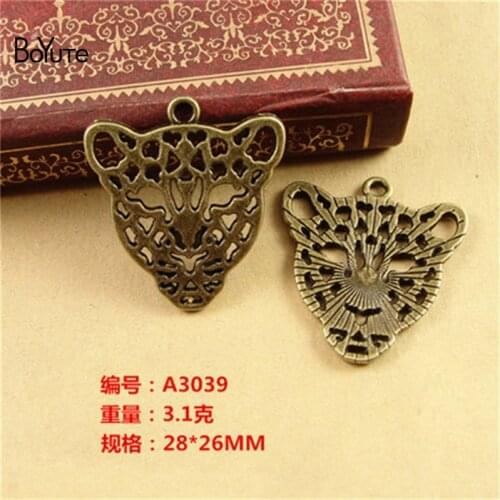 BoYuTe (60 Pieces/Lot) 28*26MM Metal Leopard Head Charm Antique Bronze Pendant Charms Diy Pendants for Necklace Bracelets