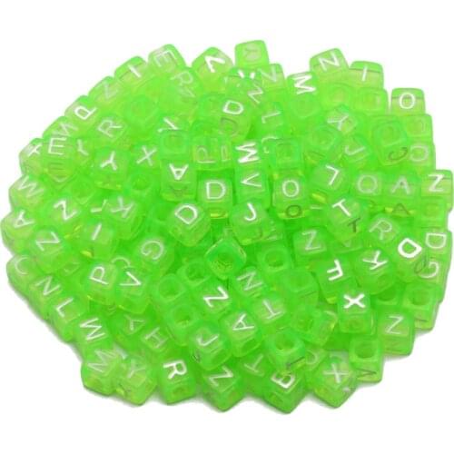 Green Transparent Mixed Acrylic Letter Beads 6mm Square Cube Alphabet Spacer Beads For Diy Bracelet Jewelry Making Accessories