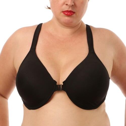 YANDW New Large Size Bra Front Closure Women Sexy Lingerie Underwire Unlined Bras Plus Size 36 38 40 42 44 46 48 50 C D E F G