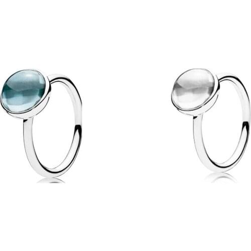 CHAMSS New High-quality Painted Ice Blue Drop Ring, Simple Atmospheric Jewelry Can Bring A Romantic Birthday Gift To Wife