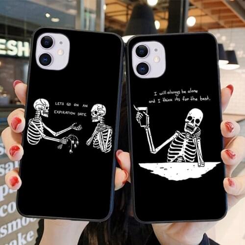 Funny Skull Skeleton Phone Case For iPhone 11 12 Pro Max Mini Cover for iPhone 7 8 6 6S Plus X XR XS MAX SE 2020 Soft TPU Back