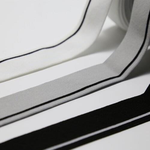 Black White Striped Elastic Bands 25mm Nylon Colorful Elastic Band Webbing Waistband Stretchy Tape Clothing Accessories