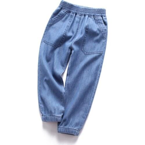 Kids Jeans Fashion Korean Casual Pocket Anti-mosquito Pants for Girls 3-8 Years Children Boys Denim Pants Baby Harem Pants 2020