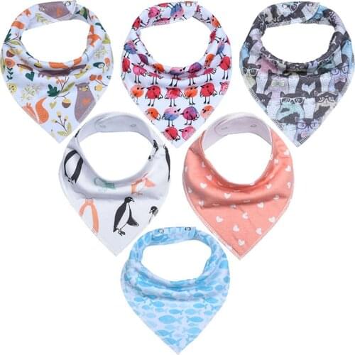 Hot sale 6 Pcs/lot Baby Bibs Bandana Cotton Double Layers Drool Bib Child Boys &Girls Triangle Bibs Bandana Infant Towel