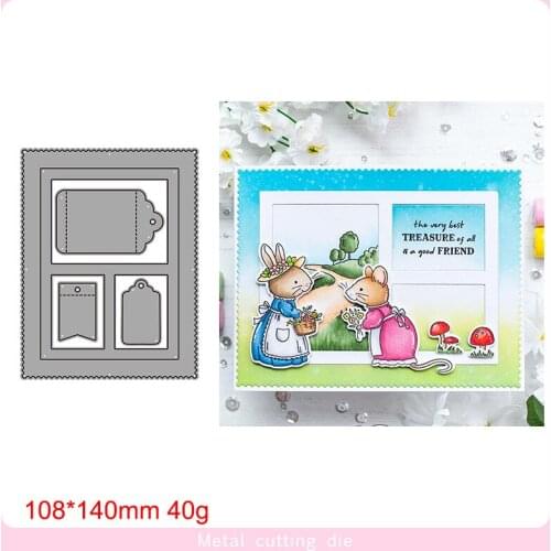 Label Background Frame Metal Cutting Dies Scrapbooking Craft Mold Cut Die Stencil Handmade Paper Card Make Template New Design