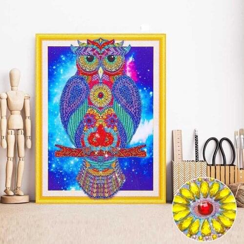 EverShine 5D Diamond Embroidery Owl Partial Special Shape Diamond Embroidery Animal Diamond Mosaic Picture Of Rhinestones 40x50