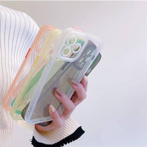 Korean Cartoon Cute Bear Colorful Bumper Phone Case for iPhone 12 Mini 11 Pro XS Max XR X 6 s 7 8 Plus Soft TPU Clear Back Cover