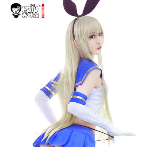 HSIU Shimakaze cosplay wig Kantai Collection costume play wigs Halloween costumes hair free shipping NEW High quality