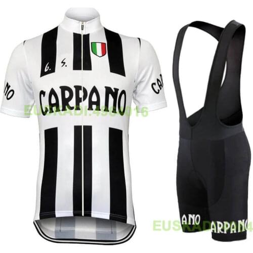 EUSKADI Men Retro Team CARPANO Cycling Jersey Set Road Race Cycling Clothing White Short Sleeve Maillot Ciclismo Bike Wear Suit