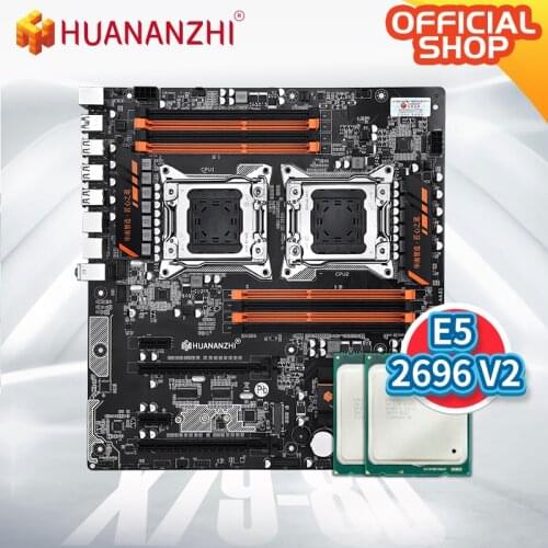 HUANANZHI X79 Dual 8D X79 Motherboard with Intel Xeon CPU 2*E5 2696 V2 DDR3 1333 1600 1866MHz 256GB M.2 NVME SATA3 USB3.0 E-ATX
