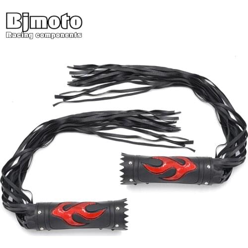 BJMOTO Motorcycle Handle Bar Tassel Fringe 23" Grip Cover Motorbikes 19" Lever Combo For Harley Yamaha Honda Kawasaki Cruiser
