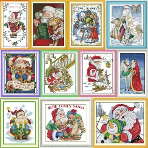 Merry Christmas Series Cross stitch kits DIY Handwork Beginner Printed Aida Canvas DMC Cross-stitch Embroidery Sets Needlework