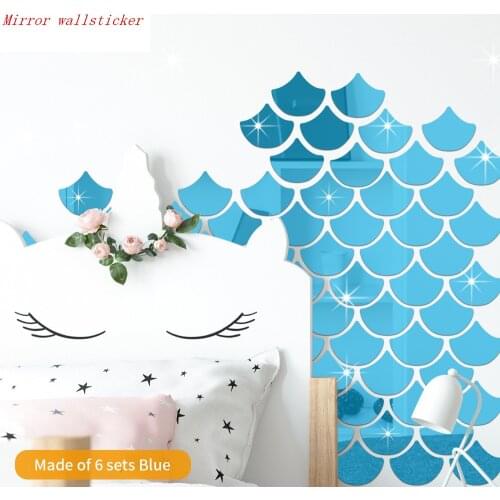 Multiple colors available New childrens room decoration wall stickers Fish scale decoration Acrylic DIY mirror sticker