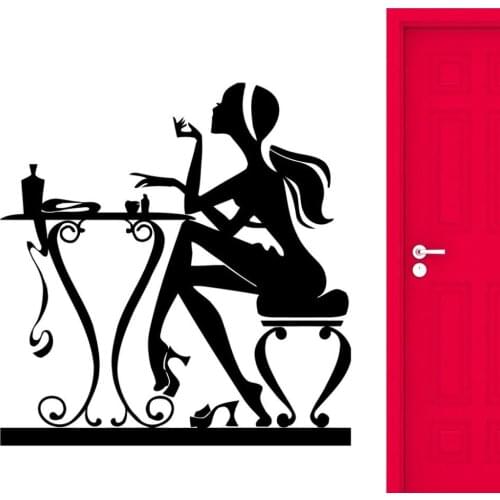 Makeup Wall Stickers Barbershop Adornment Cosmetics Spa Nails Vinyl Wall Stickers Beauty Salon Window Wall House Decoration Z065