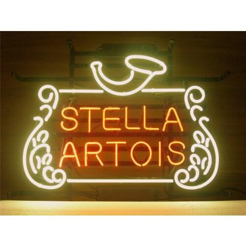 NEON SIGN For TELLA ARTOIS BELGIAN LAGER Signboard REAL GLASS BEER BAR PUB display outdoor Light Signs 17*14"