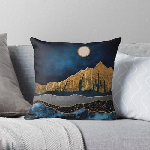 Midnight Desert Moon Throw Pillow Cushion Cover Polyester throw pillows case on sofa home living room car seat decor 45x45cm