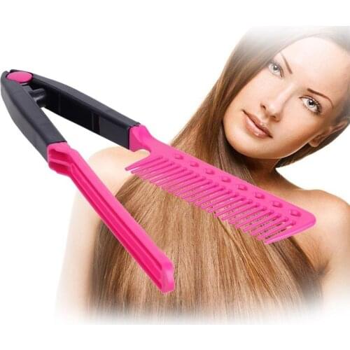Portable DIY Salon Flat Iron Hair Straightener V Comb Hairdressing Styling Tool