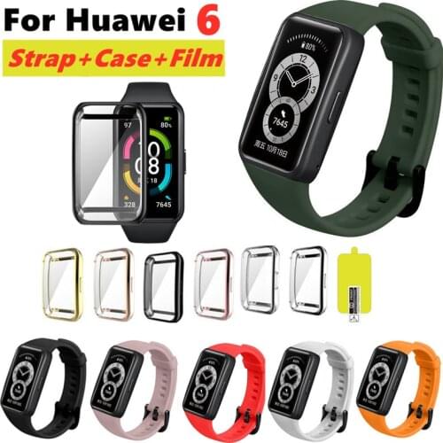 Strap For Huawei Watch Band 6 For Huawei Smart Watch Bracelet 6 Strap With TPU Soft Protective Cover Full Screen Protector Case