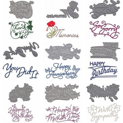 Mixed Flower Words Metal Cutting Dies Stencil For DIY Scrapbooking Decorative Embossing Handcraft Die Cutting Template 2019 New