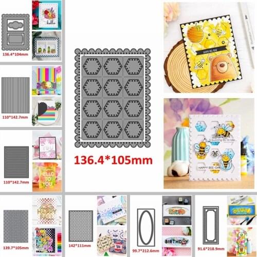 Honeycomb Clouds Scallop Frame Nesting Oval Rectangle Strip Dot Repetition Cover Cutting Dies DIY Scrapbooking 2020 Hot Sale