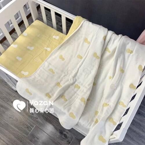 Yazan 130*80cm More design AB face 6 layers high quality cotton yarn soft breathable class A cloth baby blanket crib bath towel