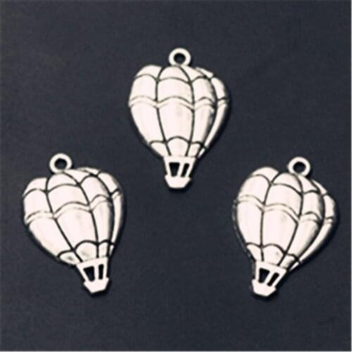 WKOUD 10pcs Silver Color Metal Hot Air Balloon Glamour Fashion Earring Bracelet DIY Sports Jewelry Alloy Pendants Display