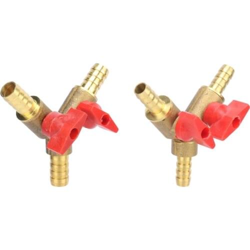 8mm 10mm Hose Barb Y Shaped Three Way Brass Shut Off Ball Valve Pipe Fitting Connector Adapter For Fuel Gas Water Oil Air 1 Pc