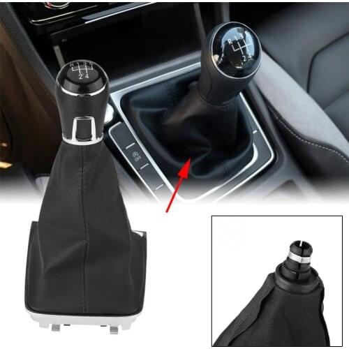 Replacement Interior Parts Gear Stick For Volkswagen Golf 7 Mk7 2013 2014 2015 2016 5 Speed Black Leather Gearbox Shift Lever
