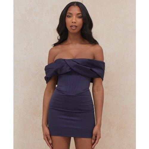 High Quality Satin Bodycon Dress Women Party Dress Mini 2021 New Arrivals House of Cb Dress Draped Sexy Celebrity Club Dress