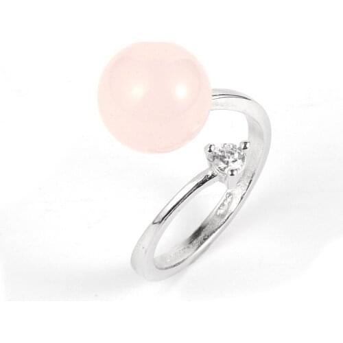 Women Girls Natural Gem Stone Rings 2020 Fashion Crystal Rhinestone Wedding Party Ring Silver Plated Resizable Jewelry