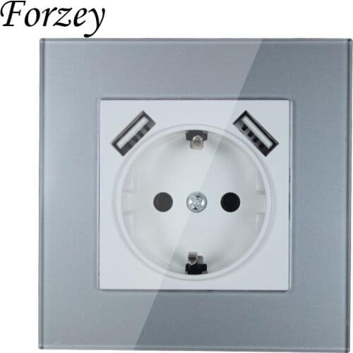 2019 new USB Wall Socket Free shipping Double USB Port 5V 2A Usb silver color acrylic patch frame high quality usb outlet FD-02