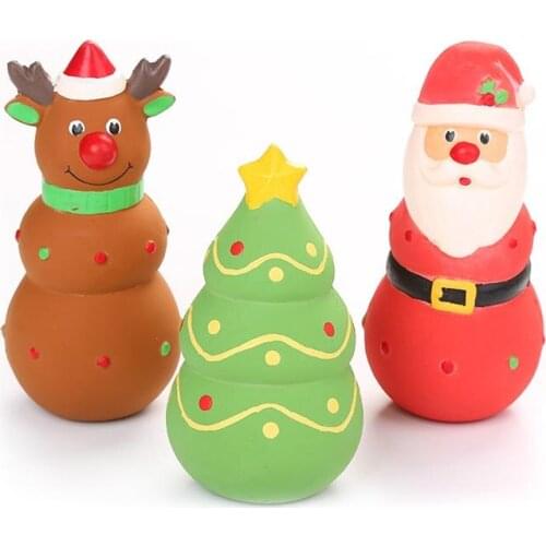 2020 Christmas Series Dog Chew Toy Santa Claus Elk Interesting Molar Tooth Cleaning Natural Latex Christmas Decor Pet Supplies