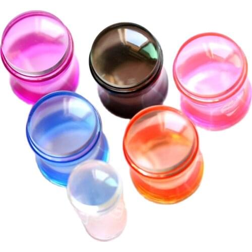 3.8CM Dual XL Clear Jelly Nail Art Stamper Silicone Head with Rhinestone Cap Scraper Manicure Nail Art Tool (for Big Image plate